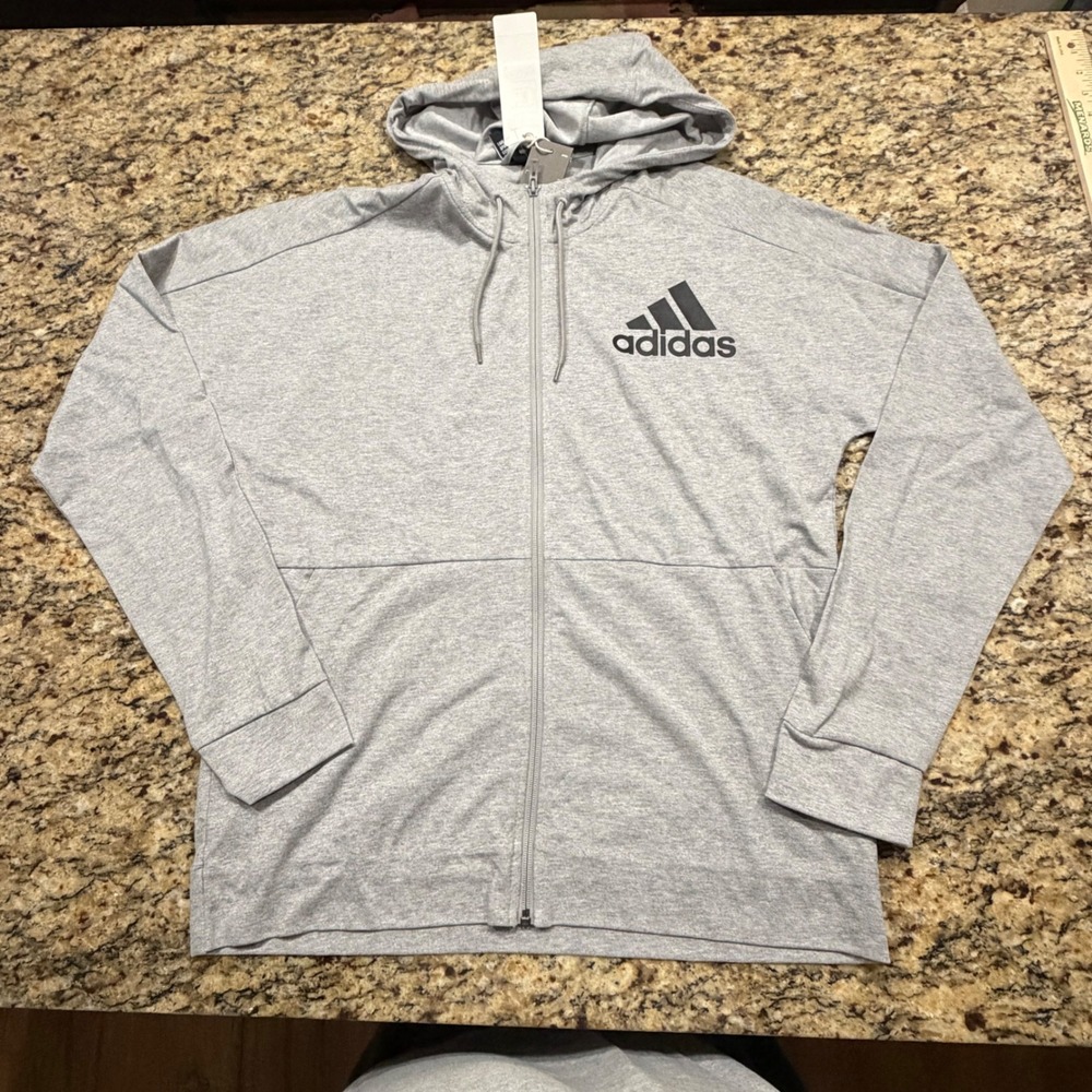 NEW Adidas BTS TP FZ Mens Gray Full Zip Hoodie Sweatshirt  Size L ws
